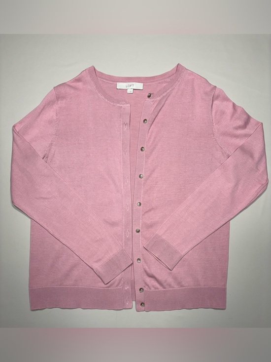 LOFT Sweaters - LOFT Light Pink Crewneck Button-Front Cardigan